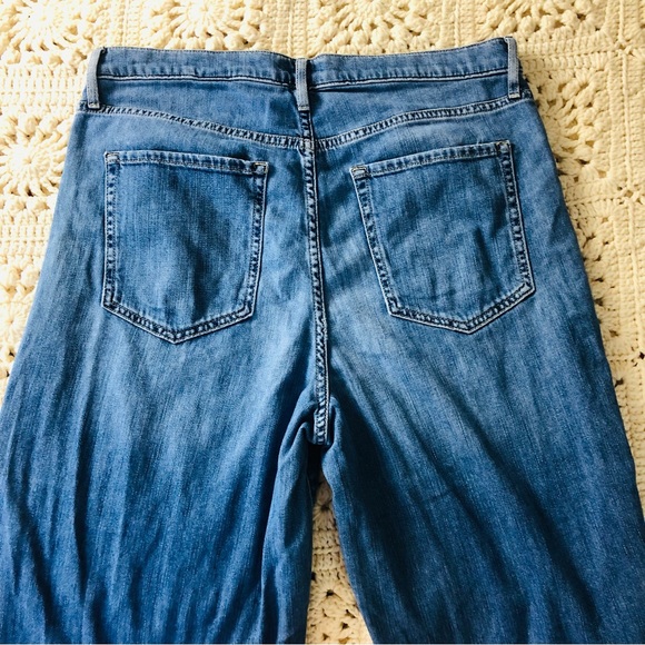 Banana Republic High Rise Wide Leg Crop Jeans Size 31 Raw Hem - Picture 5 of 9